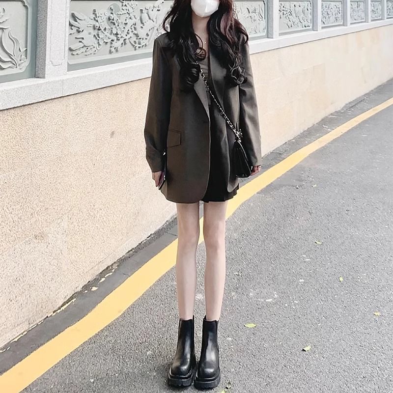 Women Formal Wear Designers - Long Blazers Woman Asymmetrical Design Lace-Up