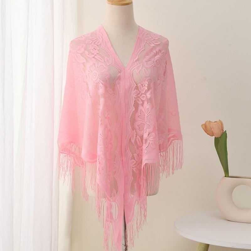 Women Formal Event Wear - 340D Lace Fringed Cover Up Hollowout