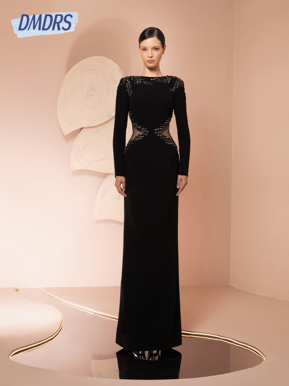 Women Formal Wear Dubai - Black Cut Out Evening Dress Classy