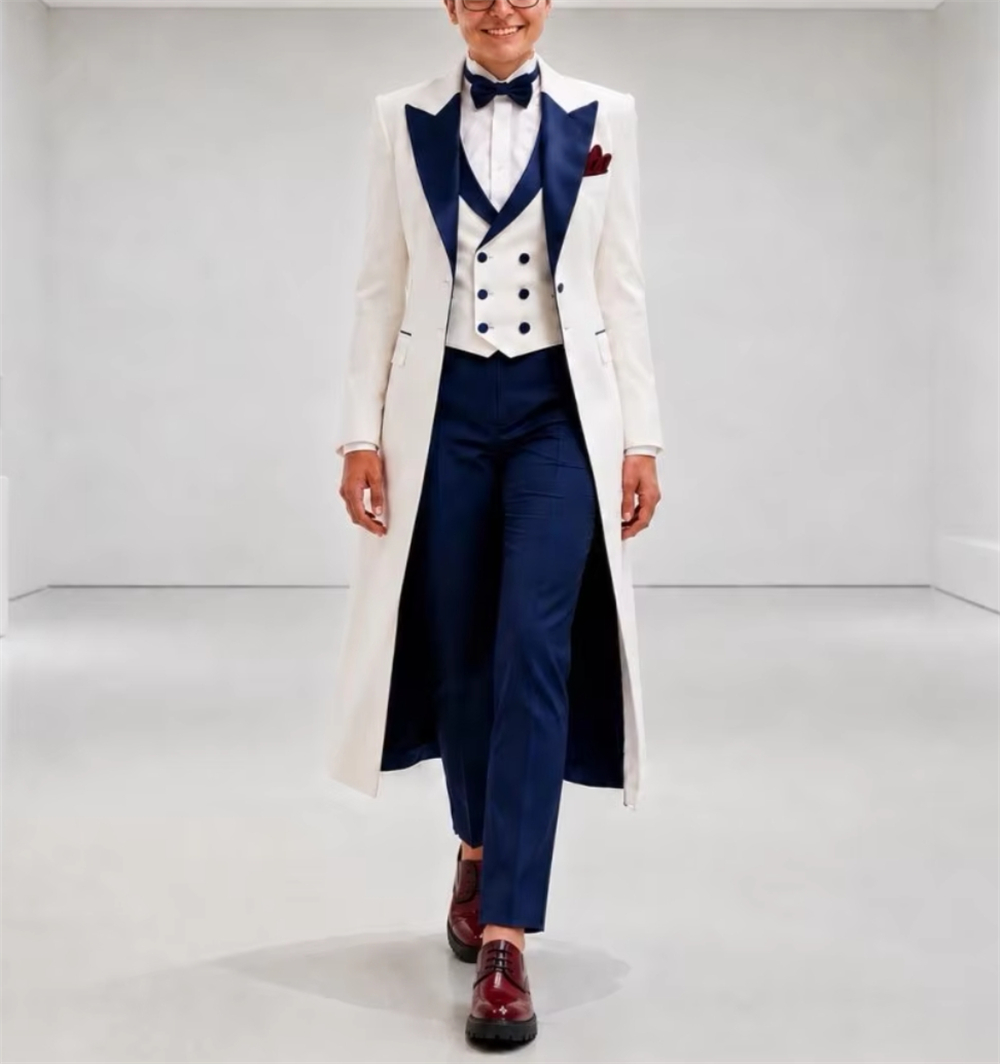 Women'S Formal Wear Jackets - Navy Blue White Women's Jacket Suits
