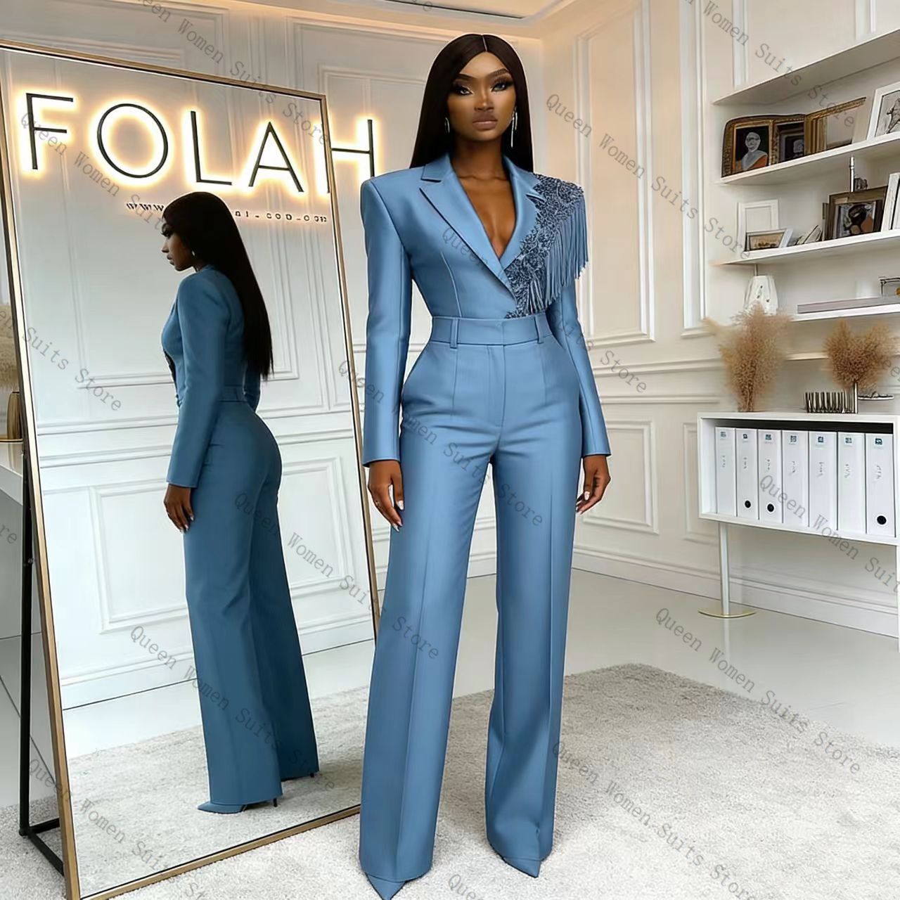 Tassel Blue Women Suit Pants S - Women'S Formal Wear Jackets review and price