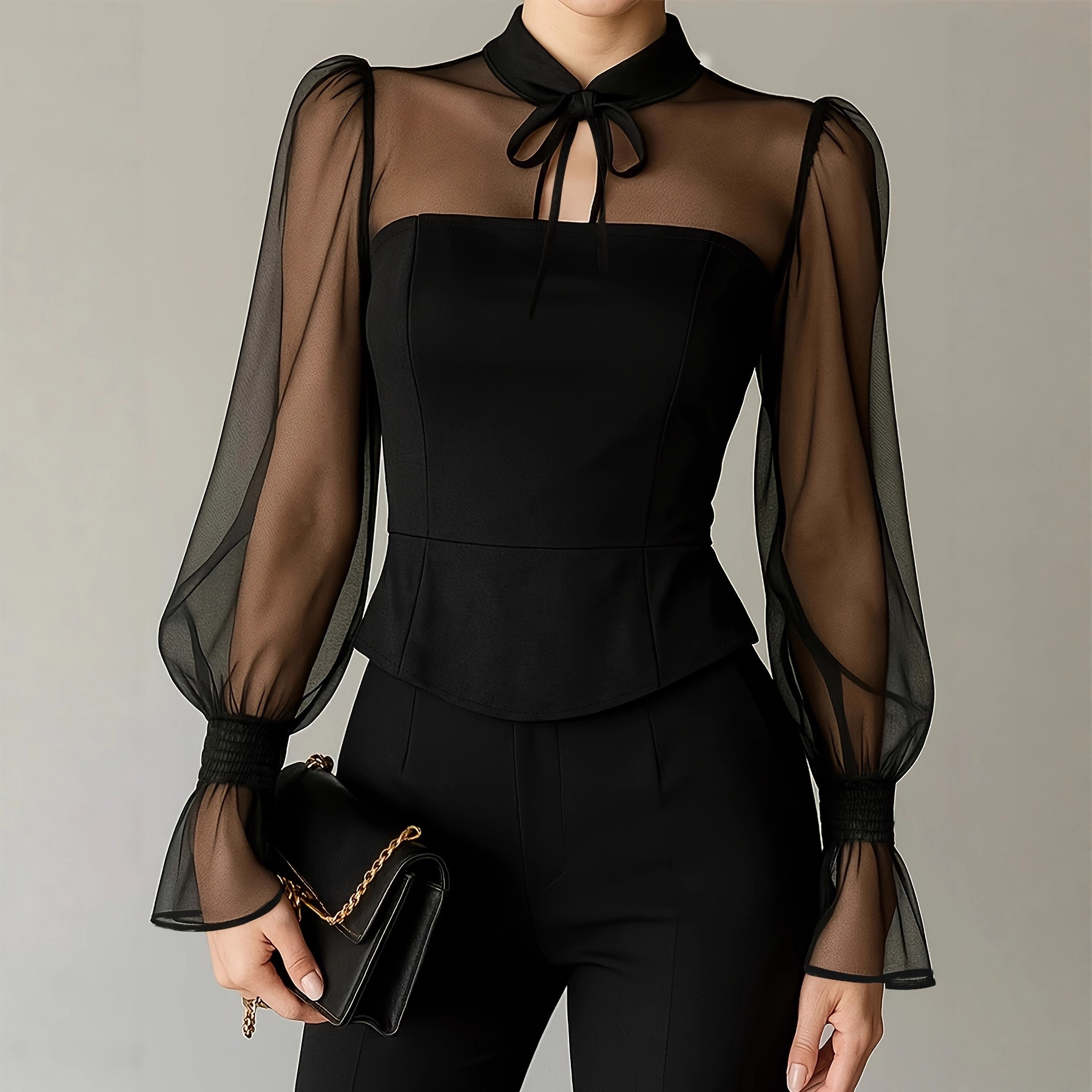 Elegant Puff Sleeve Blouse for - Women Formal Blouses For Evening Wear review and price