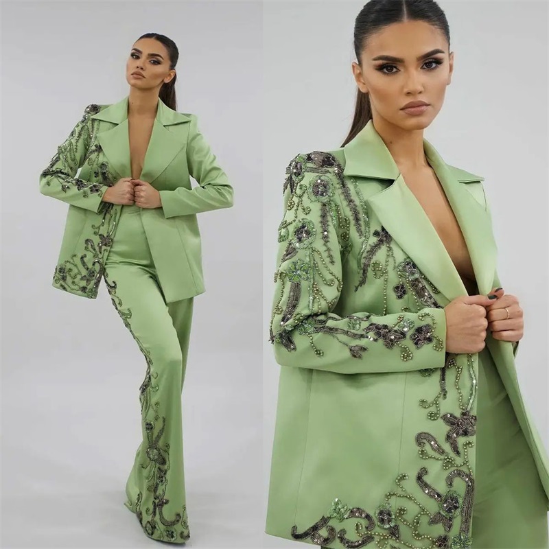 Designer Green Satin Women Sui - Women Formal Wear Designers review and price