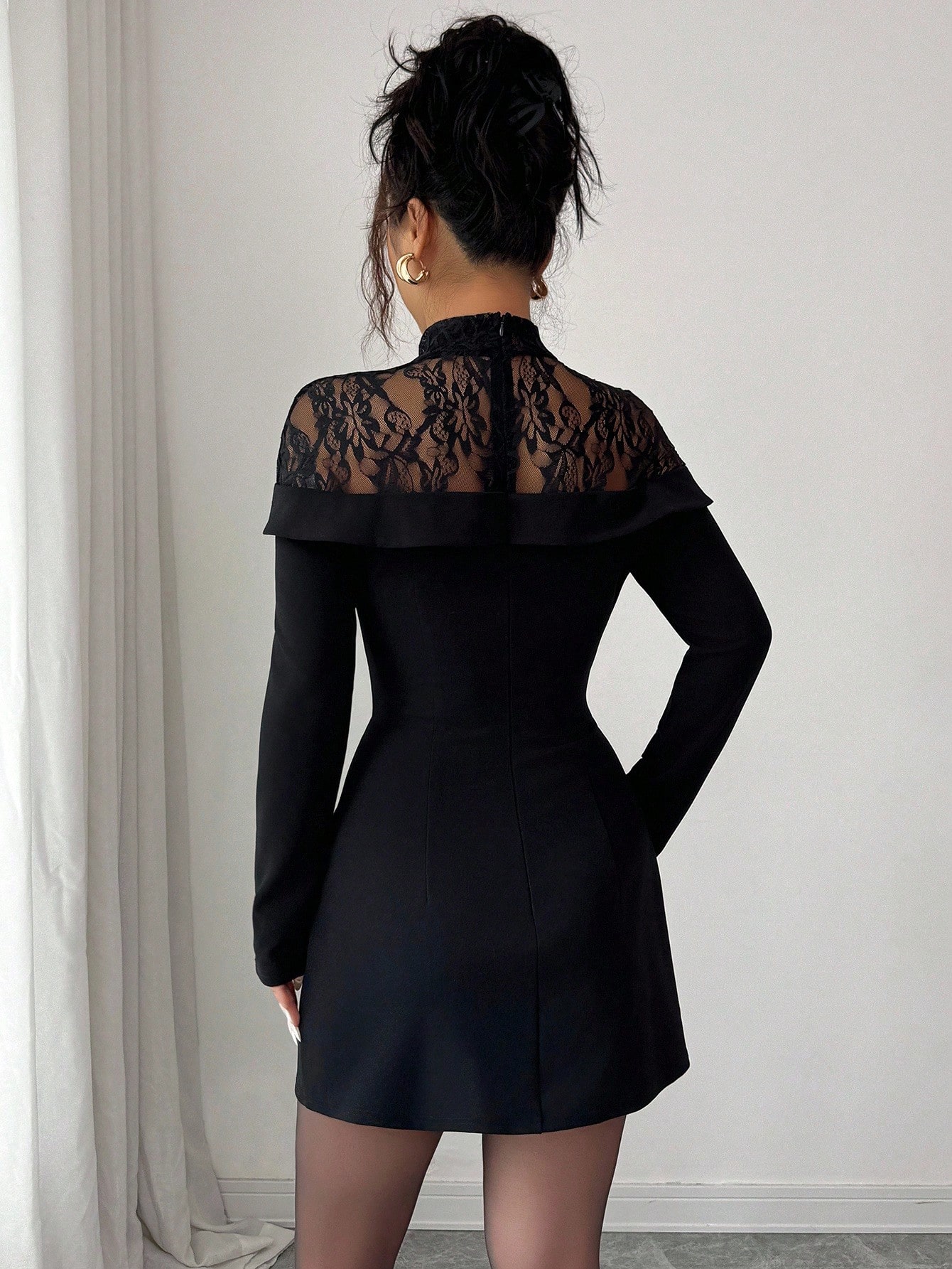 Women's Black Lace Mock Neck L - Formal Wear Gowns For Women review and price